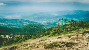 Mountain landscape. Polish mountains. Pilsko. Ski lift stock photo Mountain landscape. Polish mountains. Pilsko. Ski lift stock photo