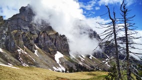 Mountain range Churfirsten above Lake Walensee stock photos Mountain range Churfirsten above Lake Walensee stock photos
