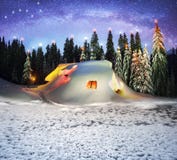 Christmas House in the Carpathians stock photography Christmas House in the Carpathians stock photography
