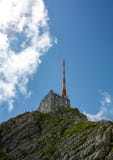 Mountain station with Antenna Pole on the mountain Saentis in the Appenzell Alps in Switzerland royalty free stock photo Mountain station with Antenna Pole on the mountain Saentis in the Appenzell Alps in Switzerland royalty free stock photo