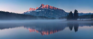 The mountain views when you are in Two Jack Lake campground of Banff National Park in Alberta, Canada stock photography The mountain views when you are in Two Jack Lake campground of Banff National Park in Alberta, Canada stock photography