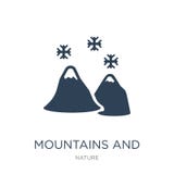 mountains and falling snowflakes icon in trendy design style. mountains and falling snowflakes icon isolated on white background. stock illustration mountains and falling snowflakes icon in trendy design style. mountains and falling snowflakes icon isolated on white background. stock illustration