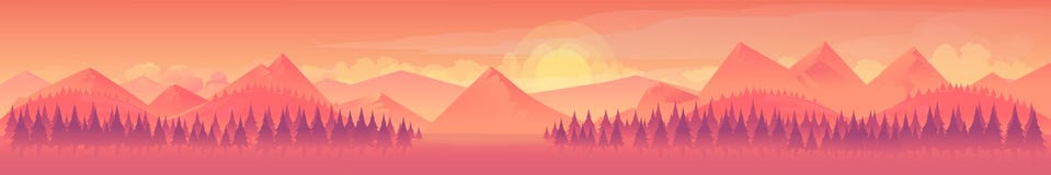 Mountains and forest, nature landscape, vector background stock illustration Mountains and forest, nature landscape, vector background stock illustration