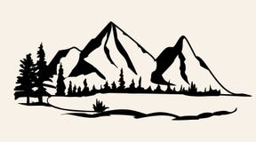 Download Mountains Vector.Mountain Range Silhouette Isolated Vector ...