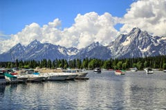 Mountains View By The Jackson Lake In Colter Bay Village Royalty Free Stock Image Mountains View By The Jackson Lake In Colter Bay Village Royalty Free Stock Image