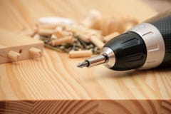 Mounting Furniture With Screwdriver Royalty Free Stock Photo