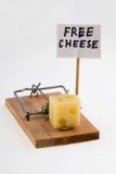 Mouse trap with cheese and Free Cheese sign.