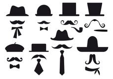 Moustache e chapéus, jogo do vetor ilustração do vetor Moustache e chapéus, jogo do vetor ilustração do vetor