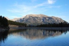 Moutain And Its Shadow In Lake Stock Image