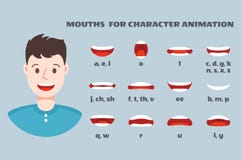 Mouth sync. Male face with lips talking expression set. Articulation and smile, speaking mouths animation vector vector illustration Mouth sync. Male face with lips talking expression set. Articulation and smile, speaking mouths animation vector vector illustration