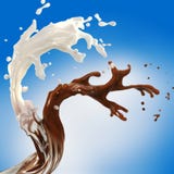 Movimento branco do creme e do chocolate do líquido ilustração stock Movimento branco do creme e do chocolate do líquido ilustração stock
