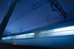 Moving Train At Night Royalty Free Stock Images