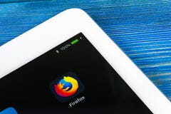 Mozilla Firefox application icon on Apple iPad Pro screen close-up. Mozilla Firefox app icon. Mozilla firefox application. Social royalty free stock image Mozilla Firefox application icon on Apple iPad Pro screen close-up. Mozilla Firefox app icon. Mozilla firefox application. Social royalty free stock image