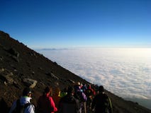 Mt. Fuji beklimt royalty-vrije stock foto's Mt. Fuji beklimt royalty-vrije stock foto's