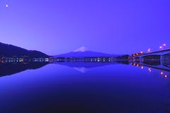 Mt. Fuji at dawn from `Ubuyagasaki` Lake Kawaguchi Japan royalty free stock image Mt. Fuji at dawn from `Ubuyagasaki` Lake Kawaguchi Japan royalty free stock image