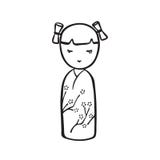 Mu?eca exhausta del kokeshi de la mano Dibujo de la tinta del negro del vector aislado en el fondo blanco Personaje de dibujos an libre illustration Mu?eca exhausta del kokeshi de la mano Dibujo de la tinta del negro del vector aislado en el fondo blanco Personaje de dibujos an libre illustration