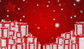Mucchio di molti presente al Natale ed ai fiocchi di neve 3d-illustration royalty illustrazione gratis Mucchio di molti presente al Natale ed ai fiocchi di neve 3d-illustration royalty illustrazione gratis