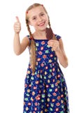 Muchacha con helado y el pulgar encima de la muestra fotografía de archivo Muchacha con helado y el pulgar encima de la muestra fotografía de archivo
