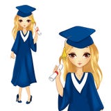Muchacha de la moda en traje de la graduación libre illustration Muchacha de la moda en traje de la graduación libre illustration