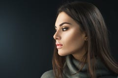Muchacha de la morenita del modelo de moda Retrato de la belleza de la mujer con maquillaje profesional fotos de archivo libres de regalías Muchacha de la morenita del modelo de moda Retrato de la belleza de la mujer con maquillaje profesional fotos de archivo libres de regalías