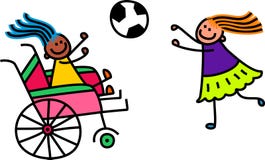 Muchacha discapacitada del fútbol stock de ilustración Muchacha discapacitada del fútbol stock de ilustración