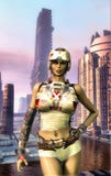 Muchacha futurista de la ciudad Imagen de archivo Muchacha futurista de la ciudad Imagen de archivo