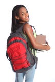 Muchacha linda del estudiante de la High School secundaria del afroamericano imágenes de archivo libres de regalías Muchacha linda del estudiante de la High School secundaria del afroamericano imágenes de archivo libres de regalías