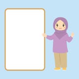 Muchacha musulmán con un vector vacío de la bandera libre illustration Muchacha musulmán con un vector vacío de la bandera libre illustration