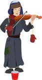 Muchacha pobre que juega el violín y el petición libre illustration Muchacha pobre que juega el violín y el petición libre illustration