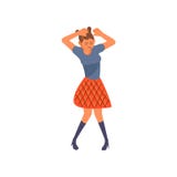 Muchacha que grita en horror y cubiertas su cabeza ilustración del vector Muchacha que grita en horror y cubiertas su cabeza ilustración del vector