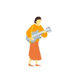 Muchacha que juega la muestra y el símbolo del vector del vector de la guitarra aislados en el fondo blanco, muchacha que juega c ilustración del vector Muchacha que juega la muestra y el símbolo del vector del vector de la guitarra aislados en el fondo blanco, muchacha que juega c ilustración del vector