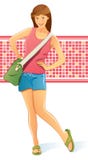 Muchacha que viaja con el bolso libre illustration Muchacha que viaja con el bolso libre illustration