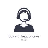 muchacho con el icono del esquema de los auriculares l?nea aislada ejemplo del vector de la colecci?n de m?sica muchacho fino edi stock de ilustración muchacho con el icono del esquema de los auriculares l?nea aislada ejemplo del vector de la colecci?n de m?sica muchacho fino edi stock de ilustración