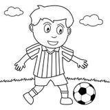 Muchacho del colorante que juega a fútbol en el parque libre illustration Muchacho del colorante que juega a fútbol en el parque libre illustration