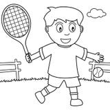 Muchacho del colorante que juega a tenis en el parque libre illustration Muchacho del colorante que juega a tenis en el parque libre illustration