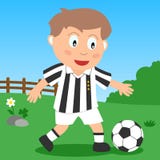 Muchacho del fútbol en el parque ilustración del vector Muchacho del fútbol en el parque ilustración del vector