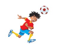 Muchacho étnico que juega a fútbol ilustración del vector Muchacho étnico que juega a fútbol ilustración del vector
