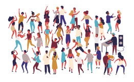 Muchedumbre de gente minúscula que baila en sala de baile en el club nocturno aislado en el fondo blanco Feliz de los hombres y d ilustración del vector Muchedumbre de gente minúscula que baila en sala de baile en el club nocturno aislado en el fondo blanco Feliz de los hombres y d ilustración del vector