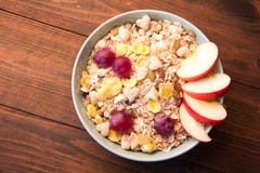 Muesli fruit with dried apples, grapes, dates stock images Muesli fruit with dried apples, grapes, dates stock images