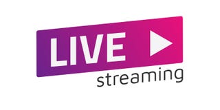 Muestra de Live Stream del vector, emblema, logotipo Pendiente del color Compañero plano ilustración del vector Muestra de Live Stream del vector, emblema, logotipo Pendiente del color Compañero plano ilustración del vector