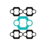 Muestra hexagonal y símbolo del vector del icono de las interconexiones aislados en el fondo blanco, concepto hexagonal del logot stock de ilustración Muestra hexagonal y símbolo del vector del icono de las interconexiones aislados en el fondo blanco, concepto hexagonal del logot stock de ilustración