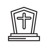 Muestra y símbolo del vector del icono de la tumba aislados en el fondo blanco libre illustration Muestra y símbolo del vector del icono de la tumba aislados en el fondo blanco libre illustration