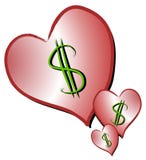 Muestras de dólar en los corazones Clipart ilustración del vector Muestras de dólar en los corazones Clipart ilustración del vector