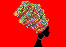 Mujer africana hermosa del retrato en el turbante tradicional, abrigo africano, impresión tradicional del dashiki, mujeres negras ilustración del vector Mujer africana hermosa del retrato en el turbante tradicional, abrigo africano, impresión tradicional del dashiki, mujeres negras ilustración del vector