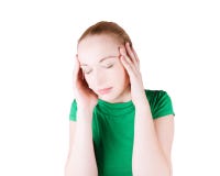 Mujer con dolor de cabeza Mujer con dolor de cabeza