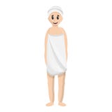 Mujer en el icono de la toalla de baño, estilo de la historieta ilustración del vector Mujer en el icono de la toalla de baño, estilo de la historieta ilustración del vector