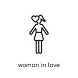 Mujer en icono del amor Mujer linear plana moderna de moda del vector en Lo stock de ilustración Mujer en icono del amor Mujer linear plana moderna de moda del vector en Lo stock de ilustración