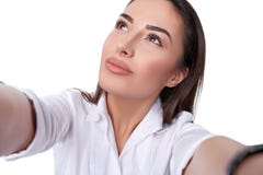 Mujer hermosa que toma el selfie imagenes de archivo Mujer hermosa que toma el selfie imagenes de archivo