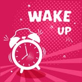 Mujer joven en cama en la mañana Despertador cómico en fondo del pinr con el tono medio y estrellas en estilo del arte pop Ilustr ilustración del vector Mujer joven en cama en la mañana Despertador cómico en fondo del pinr con el tono medio y estrellas en estilo del arte pop Ilustr ilustración del vector