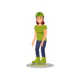 Mujer joven que disfruta de la forma de vida del patinaje sobre ruedas, sana y activa, vehículo alternativo amistoso del transpor libre illustration Mujer joven que disfruta de la forma de vida del patinaje sobre ruedas, sana y activa, vehículo alternativo amistoso del transpor libre illustration